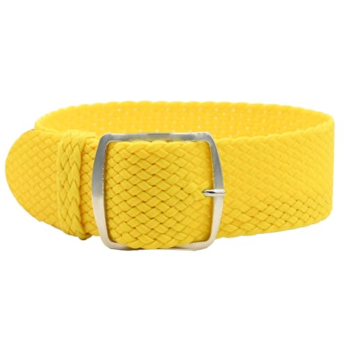 Eichmüller Uhrenarmband Perlon in 18/20 mm Textil Retro Geflochten Atmungsaktiv (Gelb, 18 mm) von Eichmüller