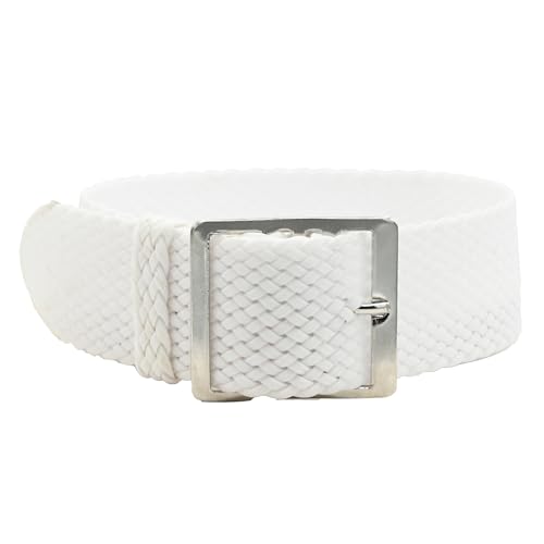 Eichmüller Uhrenarmband Perlon in 18/20 mm Textil Retro Geflochten Atmungsaktiv (Weiß, 18 mm) von Eichmüller