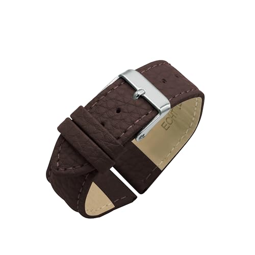 Eichmüller Uhrenband Leder in 18/20/22 mm Kalbsleder Büffel Narbung Lederband (Dunkelbraun (0131), 20 mm) von Eichmüller since 1950