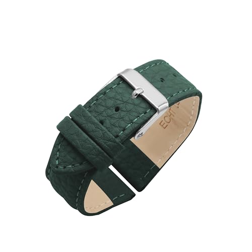 Eichmüller Uhrenband Leder in 18/20/22 mm Kalbsleder Büffel Narbung Lederband (Dunkelgrün (0135), 20 mm) von Eichmüller since 1950