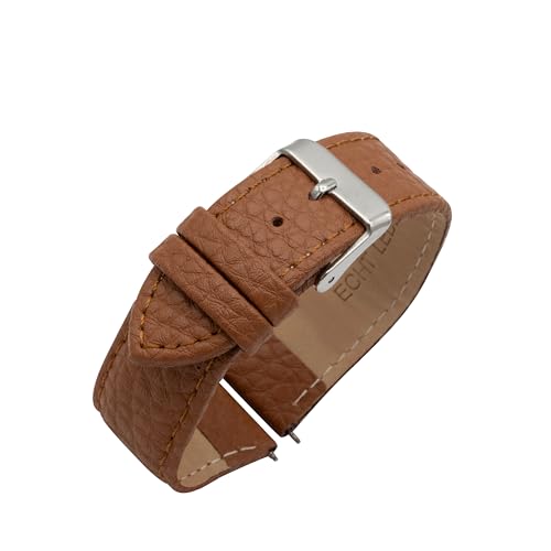 Eichmüller Uhrenband Leder in 18/20/22 mm Kalbsleder Büffel Narbung Lederband (Hellbraun (0132), 20 mm) von Eichmüller