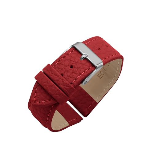 Eichmüller Uhrenband Leder in 18/20/22 mm Kalbsleder Büffel Narbung Lederband (Rot (0134), 22 mm) von Eichmüller