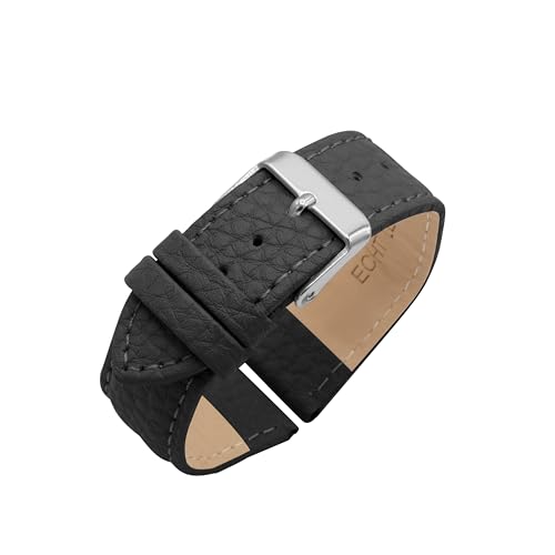 Eichmüller Uhrenband Leder in 18/20/22 mm Kalbsleder Büffel Narbung Lederband (Schwarz (0130), 18 mm) von Eichmüller since 1950