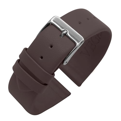 Eichmüller Uhrenband Vegan Lederimitat in 14/16/18/20/22 mm Nahtlos in Schwarz Braun Grau Weiß Blau (B81 - Dunkelbraun, 20 mm) von Eichmüller
