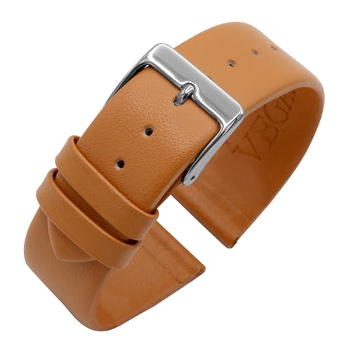 Eichmüller Uhrenband Vegan Lederimitat in 14/16/18/20/22 mm Nahtlos in Schwarz Braun Grau Weiß Blau (B82 - Hellbraun, 14 mm) von Eichmüller