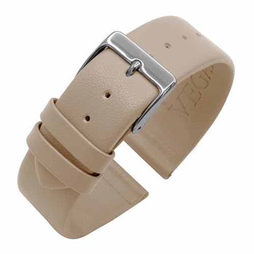 Eichmüller Uhrenband Vegan Lederimitat in 14/16/18/20/22 mm Nahtlos in Schwarz Braun Grau Weiß Blau (B83 - Creme, 18 mm) von Eichmüller since 1950