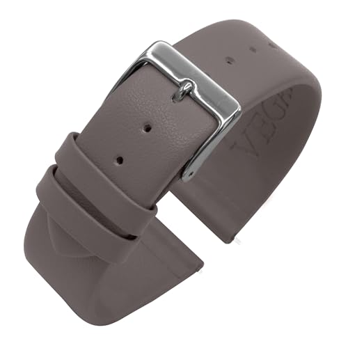 Eichmüller Uhrenband Vegan Lederimitat in 14/16/18/20/22 mm Nahtlos in Schwarz Braun Grau Weiß Blau (B84 - Grau, 18 mm) von Eichmüller since 1950