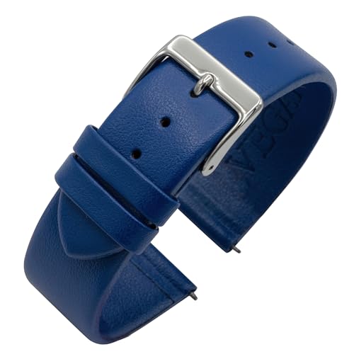 Eichmüller Uhrenband Vegan Lederimitat in 14/16/18/20/22 mm Nahtlos in Schwarz Braun Grau Weiß Blau (B86 - Blau, 22 mm) von Eichmüller