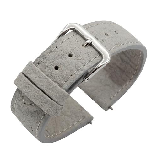 Eichmüller since 1950 Uhrenband Vegan Lederimitat in 14/16/18/20/22 mm veganes Leder Uhrband (Grau (0633), 18 mm) von Eichmüller since 1950