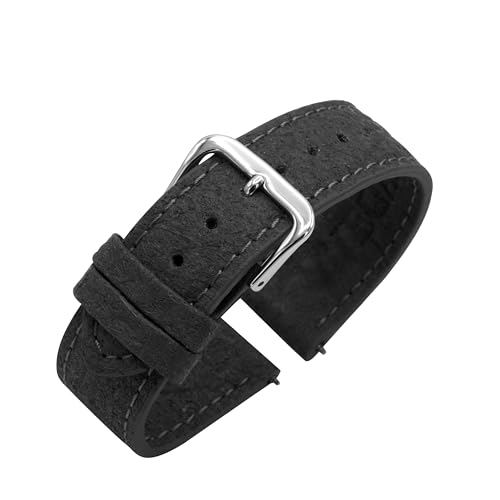 Eichmüller Uhrenband Vegan Lederimitat in 14/16/18/20/22 mm veganes Leder Uhrband (Schwarz (0630), 22 mm) von Eichmüller since 1950