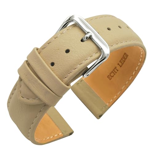 Eichmüller Verjüngendes Lederband in 14-22 mm Uhrenarmband mit Naht (18 mm, Taupe) von Eichmüller
