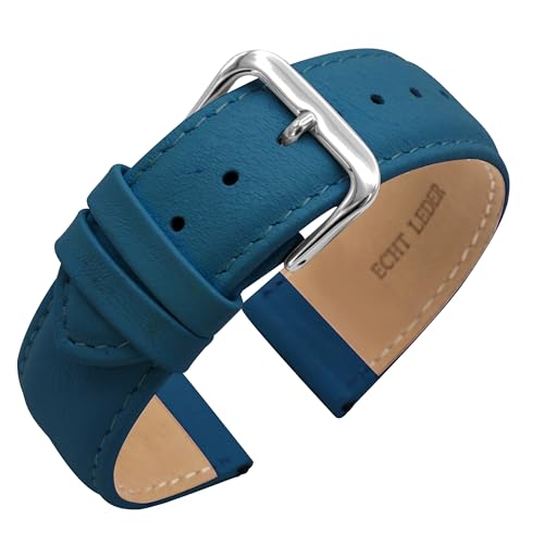 Eichmüller Verjüngendes Lederband in 14-22 mm Uhrenarmband mit Naht (20 mm, Petrol) von Eichmüller