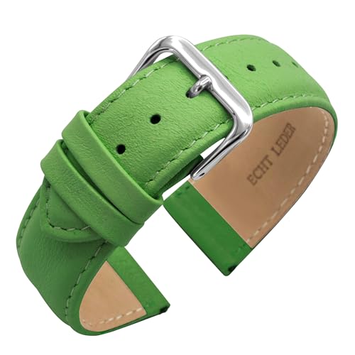 Eichmüller Verjüngendes Lederband in 14-22 mm Uhrenarmband mit Naht (22 mm, Grün) von Eichmüller
