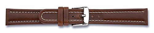 Eichmüller braunes 24mm Leder Uhren Armband Ersatzband mit weißer Naht von Eichmüller