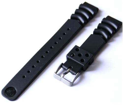 Eichmüller langes 18 mm Seiko Z 18 Kautschuk Uhren Armband mit Edelstahl Dornschließe von Eichmüller
