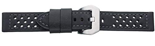 Eichmüller massives 20mm Leder Uhren Armband gelocht Schwarz, Ersatzband mit Edelstahl Dornschließe Eichmüller massives 20mm Leder Uhren Armband gelocht Schwarz, Ersatzband mit Edelstahl Dornschließe von Eichmüller since 1950