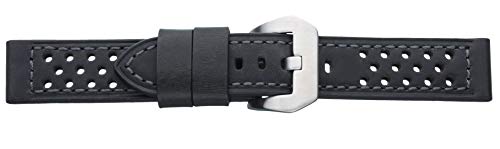 Eichmüller massives 24mm XXL Leder Uhren Armband gelocht Schwarz Ersatzband von Eichmüller