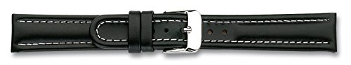 Eichmüller schwarzes 22mm Leder Uhren Armband Ersatzband mit weißer Naht von Eichmüller