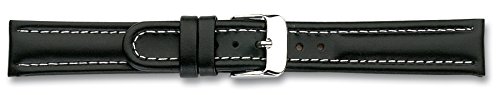 Eichmüller schwarzes 24mm Leder Uhren Armband Ersatzband mit weißer Naht von Eichmüller