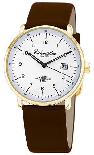 Eichmüller Herren Armbanduhr | Quarzuhr mit Datum | Lederband > braun | Ziffernblatt > weiß Eichmüller Herren Armbanduhr | Quarzuhr mit Datum | Lederband > braun | Ziffernblatt > weiß von Eichmüller since 1950