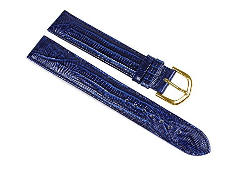 Minott Lederband mit Eidechsprägung | blau mit Naht | Nubuk-Unterseite 25067, Stegbreite:18mm von Eichmüller