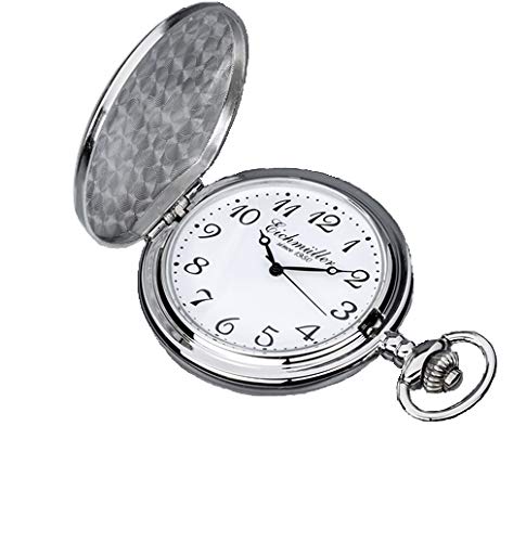 Eichmüller Taschenuhr Quarz Silber Savonnette Vintage 45 mm mit Samtbox & Kette von Eichmüller