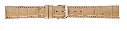 Eichmüller Uhrenarmband Lederband Kalbsleder Alligator-/Krokoprägung 12/14/16/18/20/22 mm (Beige, 18 mm) von Eichmüller