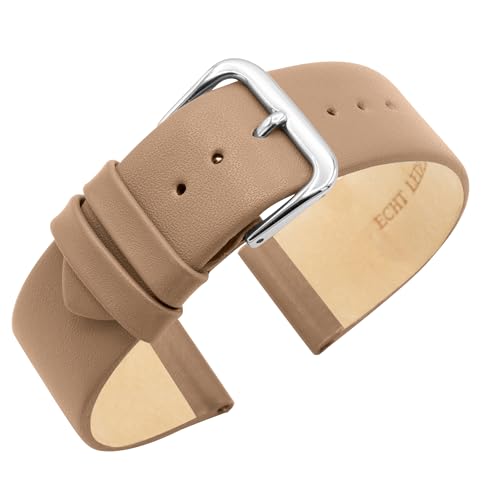 Eichmüller Uhrenarmband Nahtlos Nappaleder Kalbsleder in 10/12/14/16/18/20 mm (Beige, 20 mm) von Eichmüller