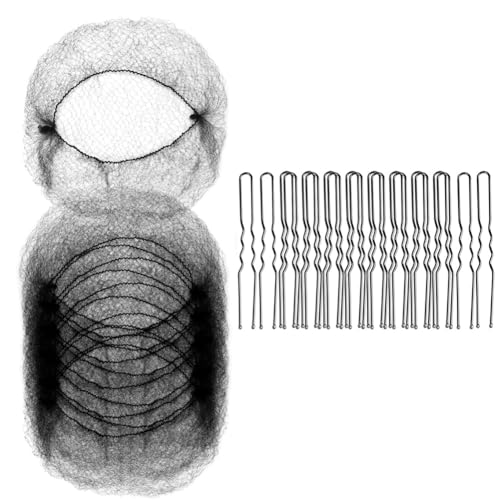 Eieenotee 50 St¡§1ck Haarnetze Aus Netzstoff und 100 St¡§1ck in U-Form, Haarnetze f¡§1r Mitarbeiter im Lebensmittelservice, Haarnetze f¡§1r Frauen und M?nner, Schwarz von Eieenotee