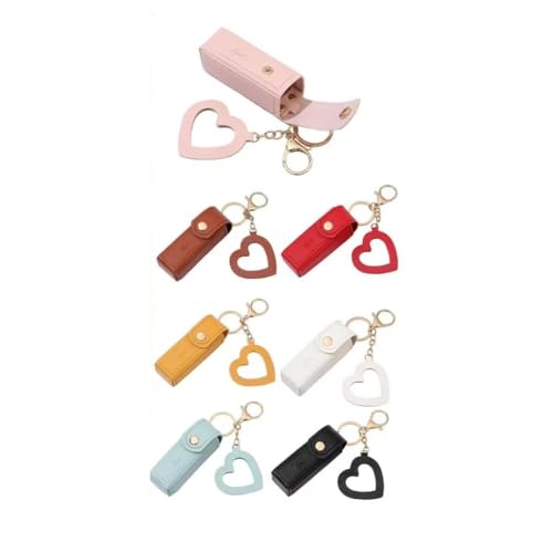 Eieenotee Lippenstifttasche, Schl¡§1sselanh?nger, Karabinerverschluss, Rostfreies PU-Leder, Mini-Lippenstiftbeh?lter mit Herzanh?nger, Geldb?, Schl¡§1ssel-Organizer von Eieenotee