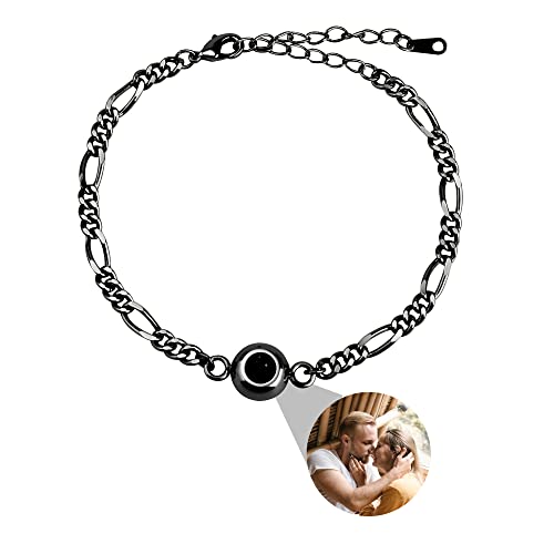 Eiennoai Personalisierte Armbänder mit Bildern innen, personalisierte Foto-Armbänder für Paare, runde Foto-Armbänder Projektion Armbänder für Frauen Männer Jahrestage Geburtstag Weihnachten von Eiennoai