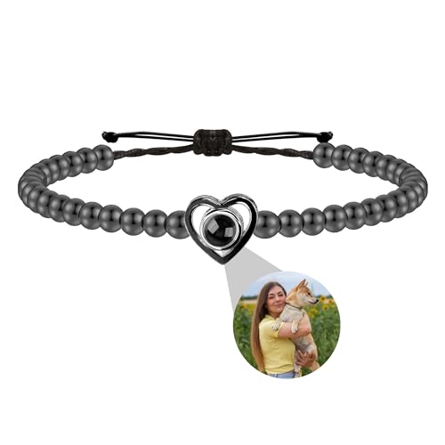 Eiennoai Personalisiertes Projektionsarmband, Glücksperlen-Projektionsarmb?nder für Damen und Herren,Foto projektion armband, Freunde und Liebhaber von Eiennoai