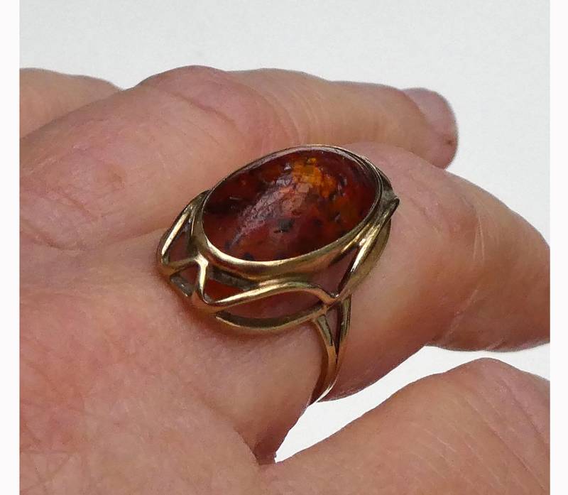 Toller Bernsteinring Aus Den 1950Ern, Gold 8 Kt | 333Er, Vintage, Top-Erhaltung, 2, 8 Gramm von EifelSammelnJagen