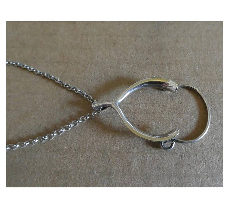 Vintage Wishbone-Anhänger Mit Kette, Sterling Silber, Franklin Mint Usa 1979 von EifelSammelnJagen