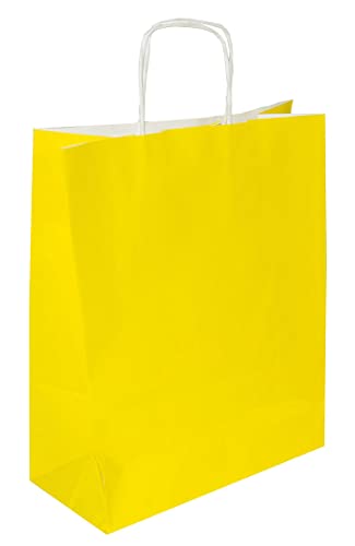 goodsforbusiness GmbH 450 x Papiertaschen Papiertüten gelb, 18 x 08 x 22 cm | sehr stabile Papiertüten aus 100g/qm Kraftpapier mit Kordelgriff | stabile Papiertaschen von Eigentlich