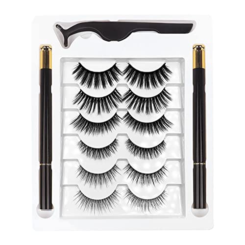 Eighosee Magnetische Wimpern mit Magnetischem Eyeliner Kit, 6 Paar Magnetische Wimpern mit Eyeliner, Falsche 3D Wimpern (B) von Eighosee