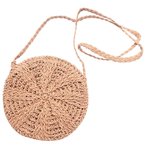 Eighosee Rattan Häkeln Stroh Gewebt Korb Handtasche Runde Kreis Umhänge Tasche Käufer Strand Handtasche () von Eighosee
