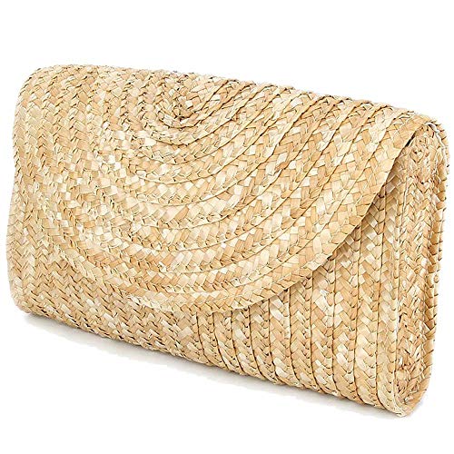 Eighosee Stroh Kupplung Geldbörsen Für Frauen Sommer Strand Hand, Hochzeit Umschlag Brief Tasche Farbe: von Eighosee