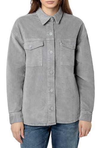 Eight 2 Nine Damen Cord Hemdjacke – Lässige Cordjacke mit Knopfleiste Light-Grey S von Eight 2 Nine