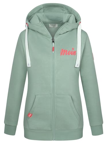 Eight 2 Nine Damen Kapuzen-Sweatjacke Moin LETN-088 Zip-Hoodie Statement Maritim Light Green XL von Eight 2 Nine