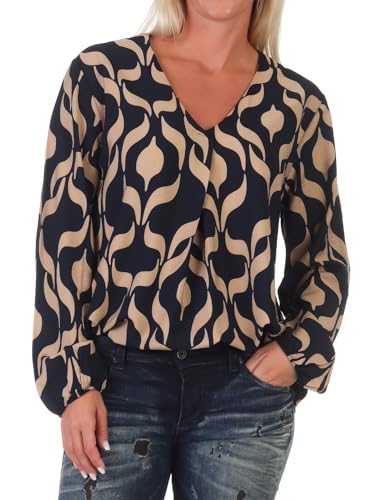 Eight 2 Nine Damen Langarm Bluse LETN-082 Damenbluse Shirt V-Ausschnitt Dark Blue XXL von Eight 2 Nine