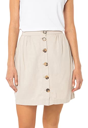Eight 2 Nine Damen Leinen Rock mit Knopfleiste und Seitentaschen Light-beige M von Eight 2 Nine