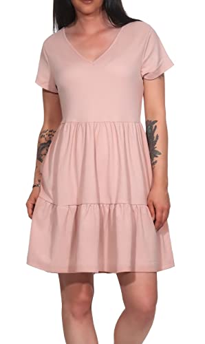 Eight 2 Nine Damen Musselin-Kleid LETN-063 Sommerkleid mit V-Ausschnitt Hazy Rose L von Eight 2 Nine