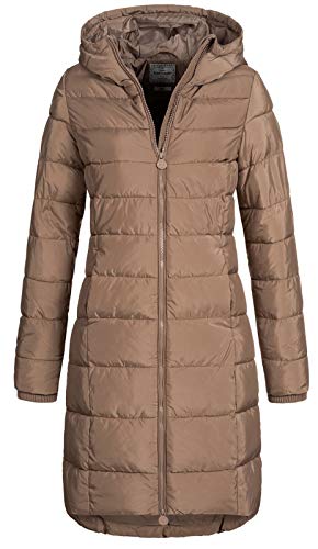 Eight 2 Nine Damen Steppmantel LETN-039 Lange Stepp-Jacke mit Kapuze nougat beige L von Eight 2 Nine
