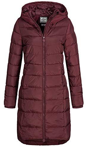 Eight 2 Nine Damen Steppmantel LETN-039 lange Steppjacke mit Kapuze wine red XXL von Eight 2 Nine