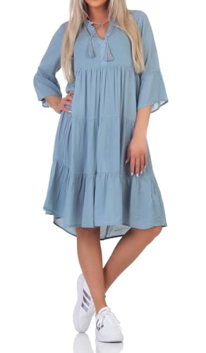 Eight 2 Nine Damen Viskose Kleid LETN-067 Knielang mit 3/4-Ärmeln Slate Blue S von Eight 2 Nine