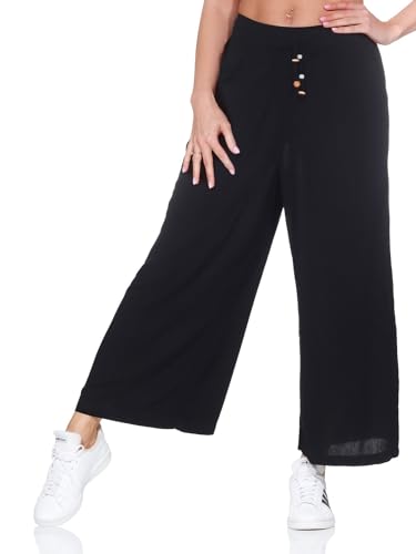 Eight 2 Nine Damen Viskose Palazzo Hose LETN-096 Sommerhose mit weitem Bein Black M von Eight 2 Nine