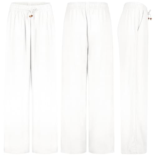 Eight2nine Damen Leinen Hose Leinenhose Regular Freizeithose Sommer, Hosengröße:L (40), Farbe:Weiß von Eight 2 Nine