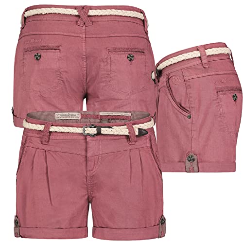 Eight2nine Damen Short Bermuda Kurze Hose Sommer Chino Stoff Hotpants mit Gürtel, Hosengröße:L / 40, Farbe:Rosa von Eight 2 Nine