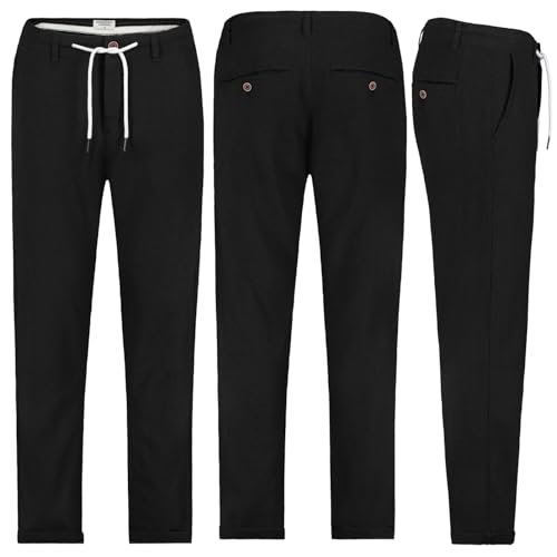 Eight 2 Nine Herren Leinen Hose Leinenhose Regular Freizeithose Sommer, Hosengröße:W29, Farbe:Schwarz von Eight 2 Nine